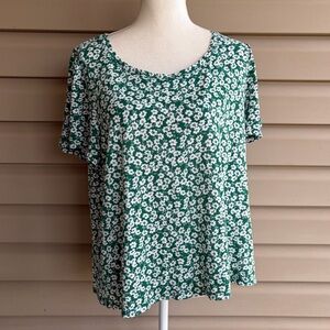 •Lucky Brand• Green Floral Cotton/Modal Tee - Size XL